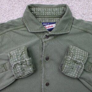 Johnnie-O Surfside Shirt Mens Small Green Flip Cuff Cotton Stretch Long Sleeve